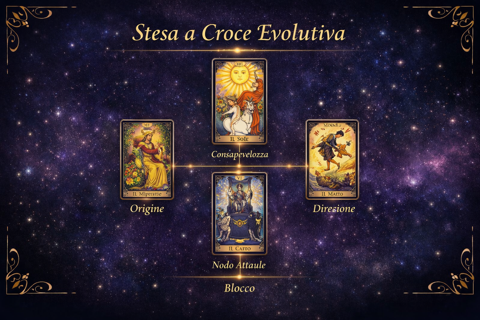 Stesa a croce evolutiva nel metodo di lettura dei tarocchi